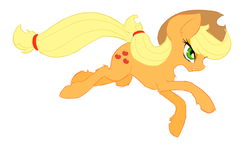 Size: 1240x718 | Tagged: safe, artist:pluto manson, applejack, g4, doodle, female, running, simple background, solo