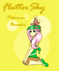 Size: 1280x1544 | Tagged: safe, artist:pupperson9, fluttershy, buneary, human, g4, humanized, pokémon