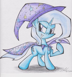 Size: 2538x2713 | Tagged: safe, artist:pelate, trixie, pony, unicorn, g4, female, grin, high res, mare, smiling, solo, traditional art