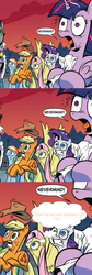 Size: 916x2724 | Tagged: safe, idw, official comic, applejack, fluttershy, pinkie pie, rainbow dash, rarity, twilight sparkle, alicorn, pony, g4, spoiler:comic, female, mane six, mare, twilight sparkle (alicorn), wingboner