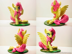 Size: 2670x2000 | Tagged: safe, artist:dustysculptures, fluttershy, pegasus, pony, g4, female, high res, irl, mare, photo, pose, sculpture, sitting, solo, spread wings, wings
