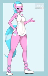 Size: 1152x1800 | Tagged: safe, artist:kloudmutt, artist:krautalicornss, edit, aloe, earth pony, anthro, g4, cheongsam, clothes, female, looking at you, microskirt, minidress, ponyrumi, skirt, solo