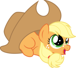 Size: 1639x1468 | Tagged: safe, artist:drawponies, artist:mactavish1996, applejack, earth pony, pony, g4, cute, female, filly, hat, jackabetes, silly, silly pony, simple background, smiling, solo, svg, transparent background, vector