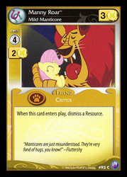 Size: 344x480 | Tagged: safe, enterplay, fluttershy, manny roar, manticore, canterlot nights, g4, my little pony collectible card game, ccg