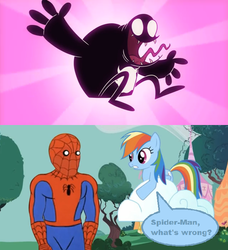 Size: 638x700 | Tagged: safe, rainbow dash, g4, bad days, crossover, male, spider-man, venom