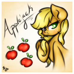 Size: 1300x1300 | Tagged: safe, artist:ep-777, applejack, g4, female, looking at you, loose hair, solo