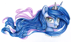 Size: 3336x1964 | Tagged: safe, artist:vird-gi, princess luna, g4, female, solo, traditional art