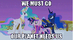 Size: 389x219 | Tagged: safe, screencap, princess cadance, princess celestia, princess luna, twilight sparkle, alicorn, pony, g4, alicorn tetrarchy, animated, female, i must go, mare, twilight sparkle (alicorn)