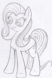 Size: 900x1355 | Tagged: safe, artist:redfirestar, fluttershy, g4, angry, female, monochrome, solo