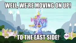 Size: 1920x1080 | Tagged: safe, edit, edited screencap, screencap, g4, twilight's kingdom, hub logo, image macro, meme, the jeffersons, twilight's castle