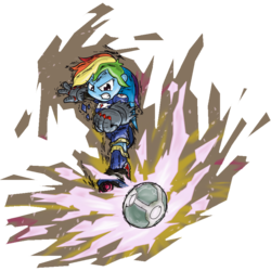 Size: 850x850 | Tagged: safe, artist:gamefreakdx, rainbow dash, equestria girls, g4, female, football, mario strikers, mario strikers charged, simple background, solo, style emulation, super mario bros., transparent background
