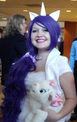 Size: 379x601 | Tagged: safe, artist:hinoteichimaru, rarity, human, g4, cosplay, irl, irl human, photo, plushie, solo