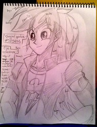 Size: 1152x1514 | Tagged: safe, artist:jofca, rainbow dash, equestria girls, g4, female, solo, traditional art