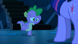 Size: 1365x768 | Tagged: safe, screencap, spike, twilight sparkle, g4, the crystal empire