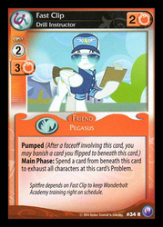 Size: 344x480 | Tagged: safe, edit, edited screencap, enterplay, screencap, fast clip, manerick, pegasus, pony, canterlot nights, g4, my little pony collectible card game, wonderbolts academy, ccg, clothes, cropped, hoof hold, implied spitfire, male, solo, stallion, sunglasses, text, uniform