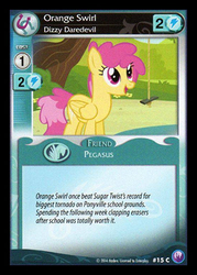 Size: 344x480 | Tagged: safe, enterplay, dizzy twister, orange swirl, sugar twist, pegasus, pony, canterlot nights, g4, my little pony collectible card game, background pony, blue, ccg, female, mare, solo