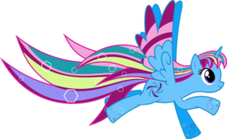 Size: 10464x6400 | Tagged: safe, artist:parclytaxel, oc, oc only, oc:parcly taxel, alicorn, pony, .svg available, absurd resolution, alicorn oc, flying, rainbow power, rainbow power-ified, simple background, smiling, solo, spread wings, transparent background, vector