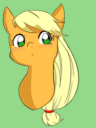 Size: 501x671 | Tagged: safe, artist:thepolymath, edit, applejack, g4, blushing, bust, female, simple background, solo