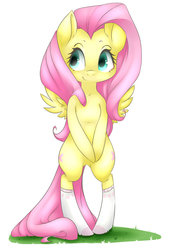 Size: 1024x1448 | Tagged: safe, artist:grandifloru, fluttershy, pony, g4, bipedal, clothes, female, socks, solo