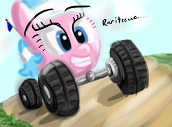 Size: 2700x2000 | Tagged: safe, artist:mxcoriginal, aloe, original species, wheelpone, g4, 30 minute art challenge, female, grin, high res, monster truck, monster truck pony, smiling, solo, squee, truckdogs, wat, what has science done