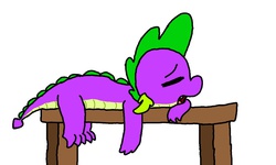 Size: 854x512 | Tagged: safe, artist:ask-labstarters, spike, g4, bench, eyes closed, male, poor spike, prone, sick, solo, spike-daily, tumblr