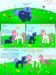 Size: 1024x1365 | Tagged: safe, artist:livinlovindude, princess celestia, princess luna, alicorn, pony, comic:for the plot, g4, blank flank, comic, filly, flower