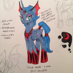 Size: 1252x1252 | Tagged: safe, artist:andy price, idw, princess luna, alicorn, pony, g4, reflections, spoiler:comic, concept art, evil counterpart, evil luna, eyeshadow, female, mirror universe, reference sheet, solo, traditional art