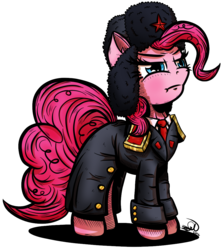 Size: 971x1091 | Tagged: safe, artist:gray--day, pinkie pie, g4, clothes, communism, female, hat, simple background, solo, soviet, transparent background