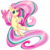 Size: 1100x1100 | Tagged: safe, artist:uncertainstardust, fluttershy, pegasus, pony, g4, female, mare, multicolored hair, multicolored mane, multicolored tail, rainbow power, simple background, solo, tail, transparent background