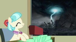 Size: 720x405 | Tagged: safe, edit, screencap, coco pommel, g4, twilight's kingdom, female, half-life, half-life 2, solo, super portal, window