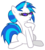 Size: 1229x1364 | Tagged: artist needed, safe, edit, dj pon-3, vinyl scratch, pony, unicorn, g4, female, hooves, horn, mare, simple background, sitting, smiling, solo, sunglasses, transparent background, vector