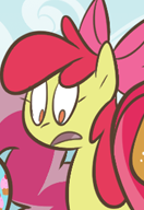 Size: 132x192 | Tagged: safe, artist:egophiliac, apple bloom, g4, female, reaction image, solo