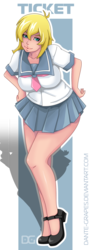 Size: 600x1643 | Tagged: safe, artist:dante-grapes, oc, oc only, oc:ticket, human, clothes, female, humanized, mary janes, sailor uniform, school uniform, schoolgirl, solo, titcket