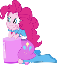 Size: 5000x5657 | Tagged: dead source, safe, artist:missbeigepony, pinkie pie, equestria girls, g4, my little pony equestria girls: rainbow rocks, pinkie on the one, .svg available, absurd resolution, balloon, boots, bracelet, bucket, clothes, crush, cute, diapinkes, female, high heel boots, jewelry, kneeling, leaning, simple background, skirt, smiling, solo, transparent background, vector