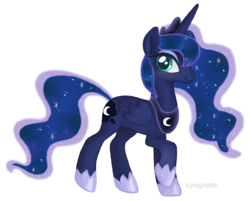 Size: 1324x1066 | Tagged: safe, artist:icyvignette, princess luna, g4, female, simple background, smiling, solo