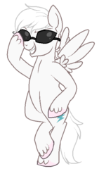 Size: 350x620 | Tagged: safe, artist:lulubell, oc, oc only, oc:white lightning, pegasus, pony, female, mare, pixel art, simple background, solo, sunglasses, transparent background