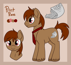 Size: 600x550 | Tagged: safe, artist:lulubell, oc, oc only, oc:print press, earth pony, pony, bust, male, reference sheet, stallion