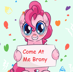 Size: 250x247 | Tagged: safe, pinkie pie, g4, come at me bro, comic sans, female, meme, solo