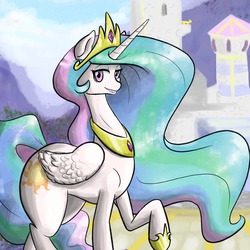 Size: 1280x1280 | Tagged: safe, artist:defective, princess celestia, g4, female, looking at you, solo