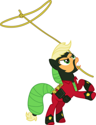 Size: 5980x7750 | Tagged: safe, artist:90sigma, applejack, mistress marevelous, pony, g4, power ponies (episode), absurd resolution, clothes, costume, female, lasso, mouth hold, power ponies, rearing, simple background, solo, transparent background, vector