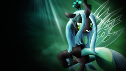 Size: 1920x1080 | Tagged: safe, artist:2bitmarksman, artist:theshadowstone, queen chrysalis, changeling, changeling queen, g4, crown, crystallized, female, glowing, jewelry, light, regalia, solo, vector, wallpaper