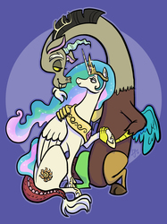 Size: 800x1067 | Tagged: safe, artist:sp85, discord, princess celestia, g4, female, male, ship:dislestia, shipping, straight