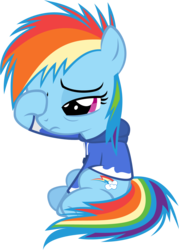 Size: 1335x1867 | Tagged: safe, artist:zacatron94, rainbow dash, g4, clothes, cute, dashabetes, female, filly, filly rainbow dash, hoodie, hooves, morning ponies, simple background, solo, transparent background, younger