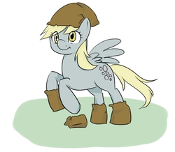 Size: 675x588 | Tagged: safe, artist:usamaro, derpy hooves, pegasus, pony, g4, clothes, costume, female, mare, nightmare night costume, paper bag, paper bag wizard, pixiv, solo