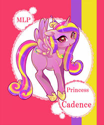 Size: 550x658 | Tagged: safe, artist:sibashen, princess cadance, g4, abstract background, colored pupils, female, looking at you, open mouth, pixiv, solo