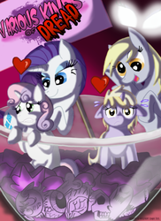 Size: 668x920 | Tagged: safe, artist:intelligent-zombie, derpy hooves, dinky hooves, rarity, sweetie belle, pegasus, pony, g4, female, mare