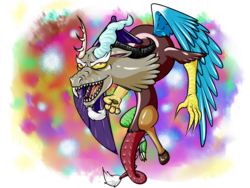 Size: 1600x1200 | Tagged: safe, artist:shadowsn25, discord, draconequus, g4, colors, male, paint, sharp teeth, snaggletooth, solo, teeth, wings