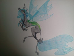 Size: 2048x1536 | Tagged: safe, artist:wolfling12, queen chrysalis, changeling, changeling queen, g4, female, solo, traditional art