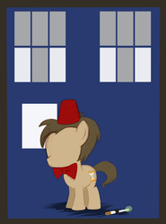 Size: 2000x2700 | Tagged: safe, artist:pimander1446, doctor whooves, time turner, g4, bowtie, crossover, doctor who, eleventh doctor, fez, hat, high res, male, solo, sonic screwdriver, tardis