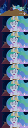 Size: 852x3799 | Tagged: safe, princess celestia, g4, my little pony: friendship is magic, twilight's kingdom, all new, celestia's nightmare, exploitable meme, hub logo, inverted mouth, meme, nightmare